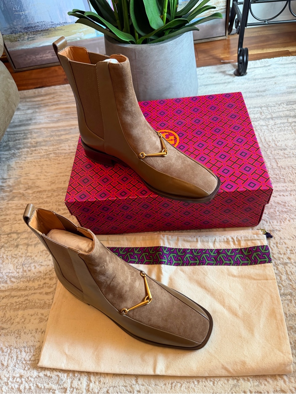 Tory Burch Chelsea Ankle Booties with Gold Hardware